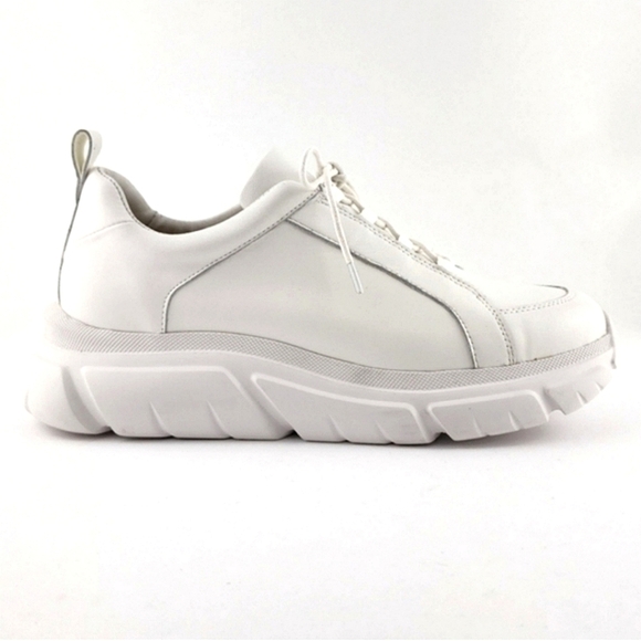 J/SLIDES Women's Knockout Sneakers White Leather Platform Chunky Y2K Size  9M - Picture 5 of 14